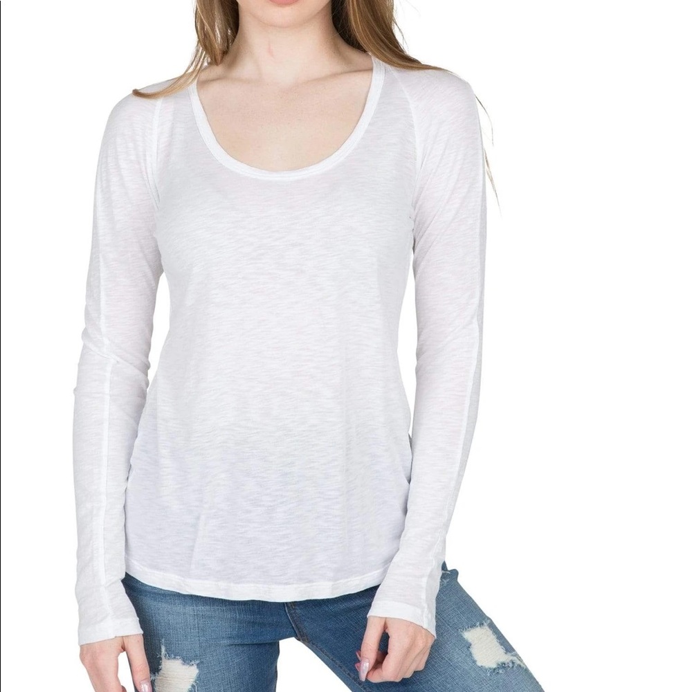 VELVET BY GRAHAM & SPENCER ORIANA LUX SLUB RAGLAN LONG SLEEVE TOP

White small